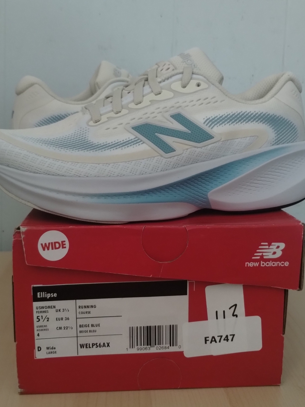 5.5W Wide New Balance Women’s Ellipse Running Shoes - Beige Blue